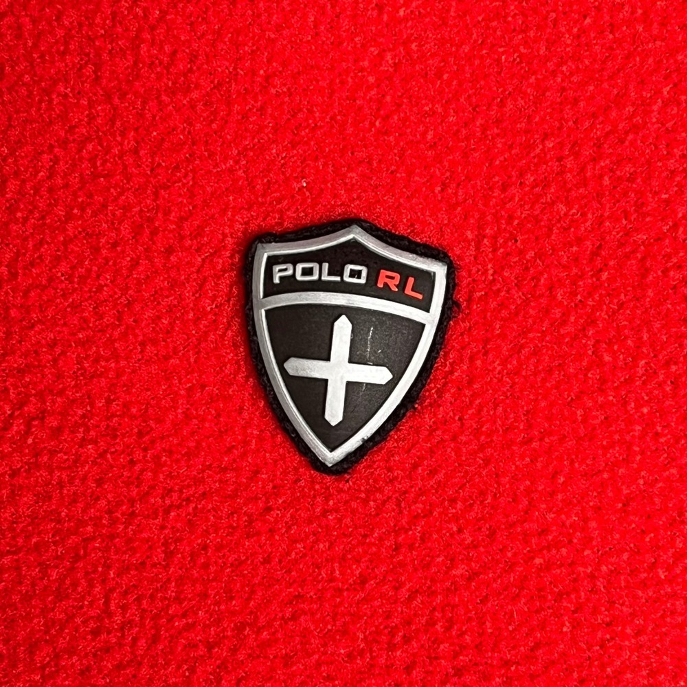 Polo Ralph Lauren Mens XL Red Fleece Quarter Zip Pullover Elbow Patches Logo VTG - Picture 6 of 8